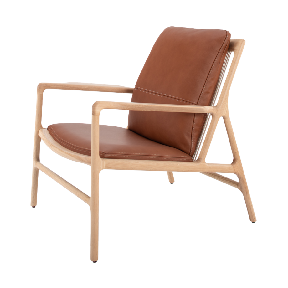 Dedo easy chair whitewash - dakar leather whisky zitting Dedo easy chair whitewash - dakar leather whisky zitting afbeelding 1