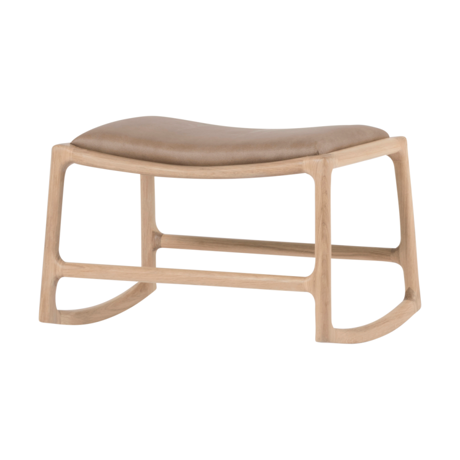 Dedo footstool - whitewash voetenbank met dakar leather stone Dedo footstool - whitewash voetenbank met dakar leather stone afbeelding 1