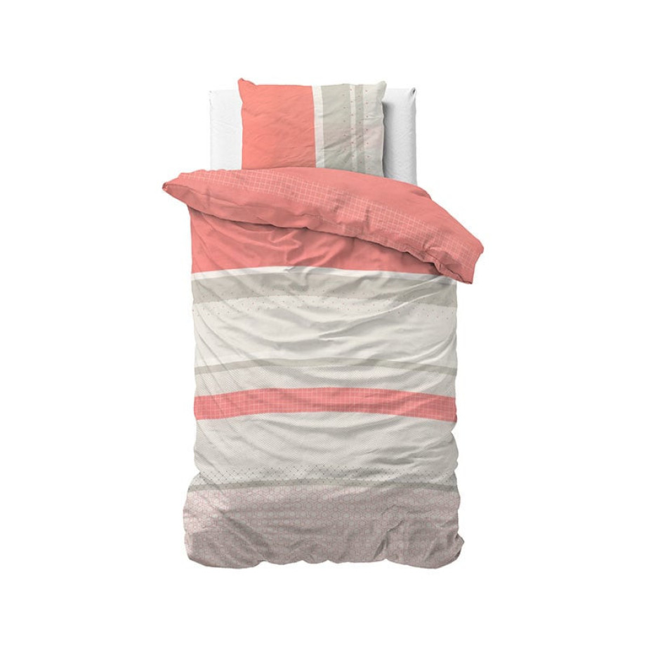 Dekbedovertrek Daphne Pink - Eenpersoons (140x220 cm) - & Roze Polyester-katoen - Dessin: Strepen, Patroon - Sleeptime Elegance - afbeelding 1