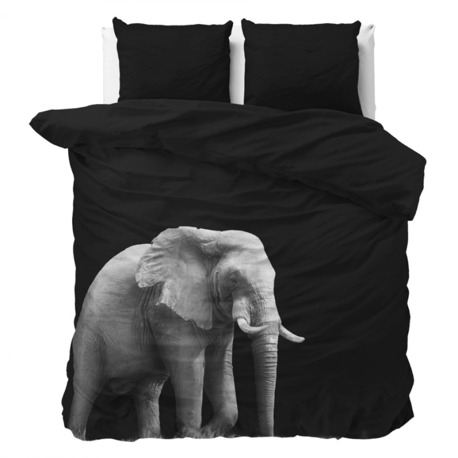 Dekbedovertrek Elephant - Eenpersoons (140x200 Cm) - Zwart Microvezel - Dieren - Sleeptime Essentials - Dekbed-Discounter.nl afbeelding 1