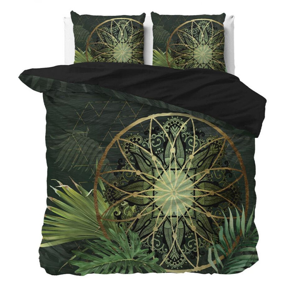 Dekbedovertrek Filou - Groen - Tweepersoons (200x200 Cm) - Groen Microvezel - Bloemen - Sleeptime Essentials - Dekbed-Discounter.nl afbeelding 