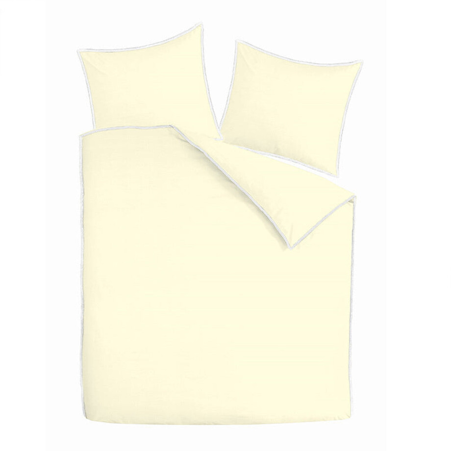 Dekbedovertrek Katoen - Amalfi - Tweepersoons (200x200 Cm) - Overlock Creme Katoen-satijn - Effen - Dekbed Discounter - Dekbed-Discounter.nl afbeelding 1