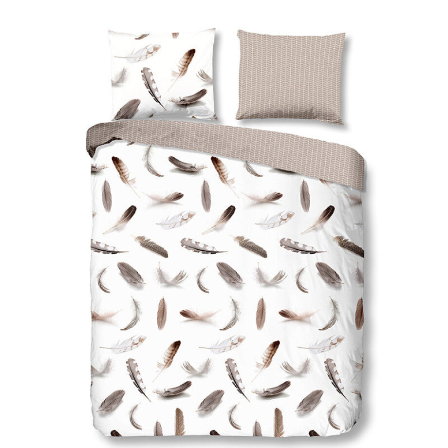 Dekbedovertrek Katoen-Flanel - Feathers - Lits-Jumeaux (240x220 Cm) - Meerkleurig Katoen Flanel - Veren - Good Morning - Dekbed-Discounter.nl afbeelding 1