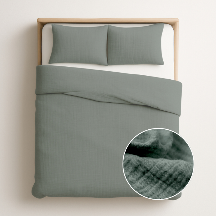 Dekbedovertrek Katoen - Mousseline - Groen - Tweepersoons (200x200 Cm) - Groen Percale Katoen - Effen - Zydante - Dekbed-Discounter.nl Dekbedovertrek Katoen - Mousseline - Groen - Tweepersoons (200x200 Cm) - Groen Percale Katoen - Effen - Zydante - Dekbed-Discounter.nl afbeelding 1