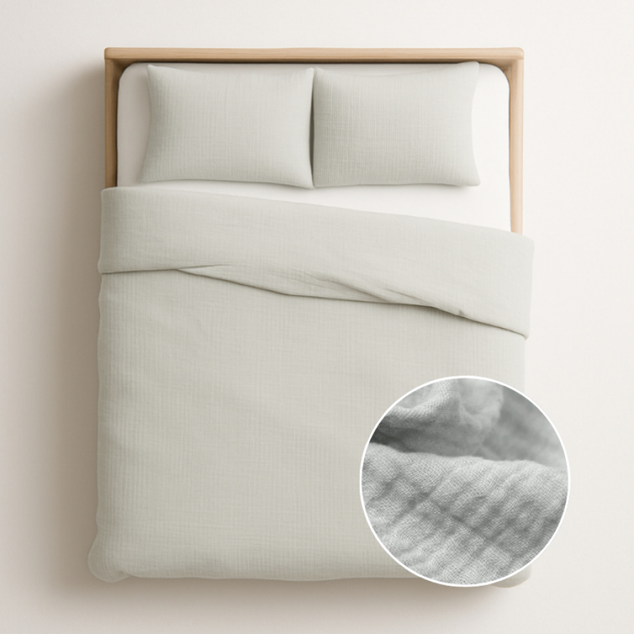 Dekbedovertrek Katoen - Mousseline - Lichtgrijs - Lits-Jumeaux (240x220 Cm) - Grijs Percale Katoen - Effen - Zydante - Dekbed-Discounter.nl afbeelding 1