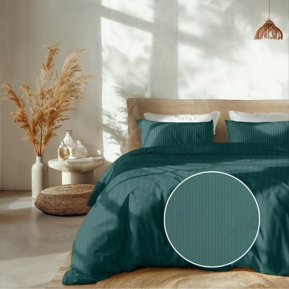 Dekbedovertrek Katoen-Satijn - Banda - Groen - Eenpersoons (140x200 Cm) - Groen Katoen-satijn - Strepen - Heckett Lane - Dekbed-Discounter.nl Dekbedovertrek Katoen-Satijn - Banda - Groen - Eenpersoons (140x200 Cm) - Groen Katoen-satijn - Strepen - Heckett Lane - Dekbed-Discounter.nl afbeelding 1