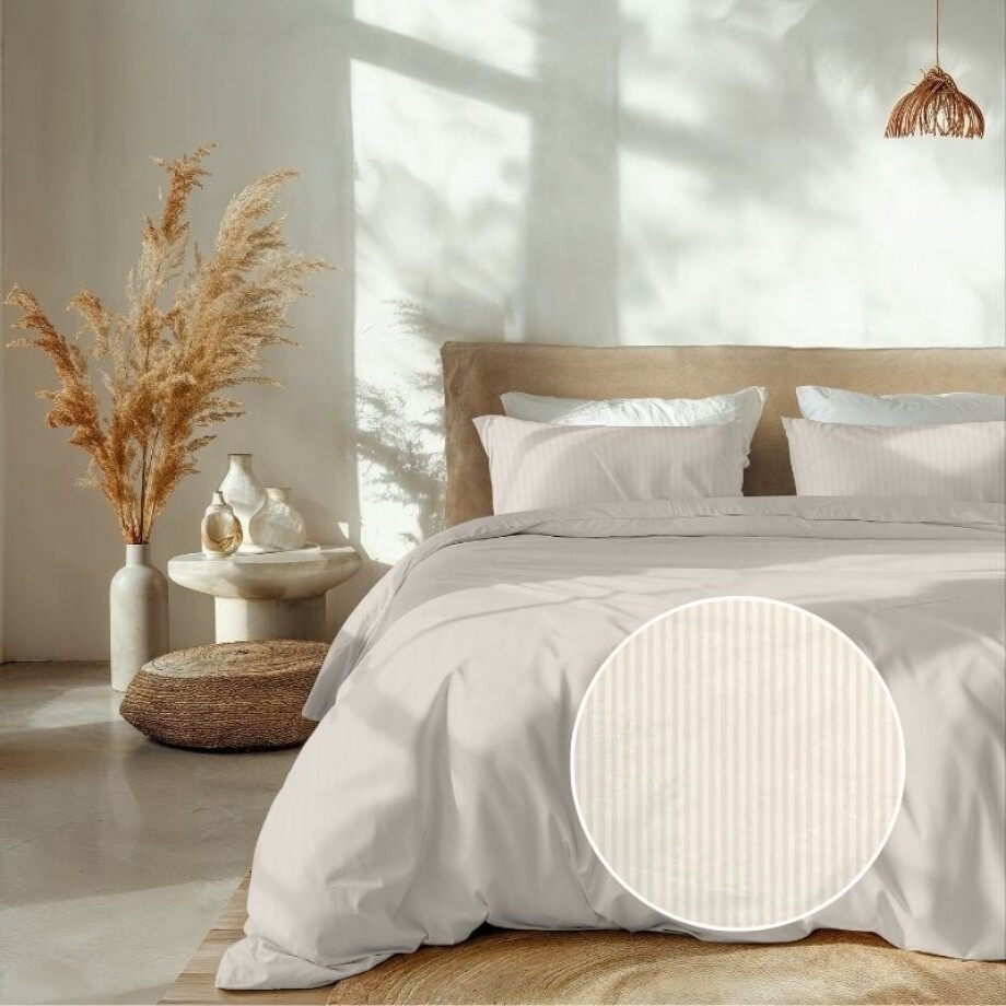 Dekbedovertrek Katoen Satijn Banda Off White Strepen 140x200 Cm Heckett Lane - Dekbed-Discounter.nl afbeelding 1