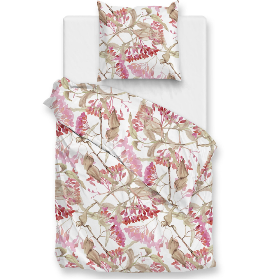 Dekbedovertrek Katoen-Satijn - Dario - Eenpersoons (140x200 Cm) - Wit Katoen-satijn - Bloemen - Zo!Home - Dekbed-Discounter.nl afbeelding 1