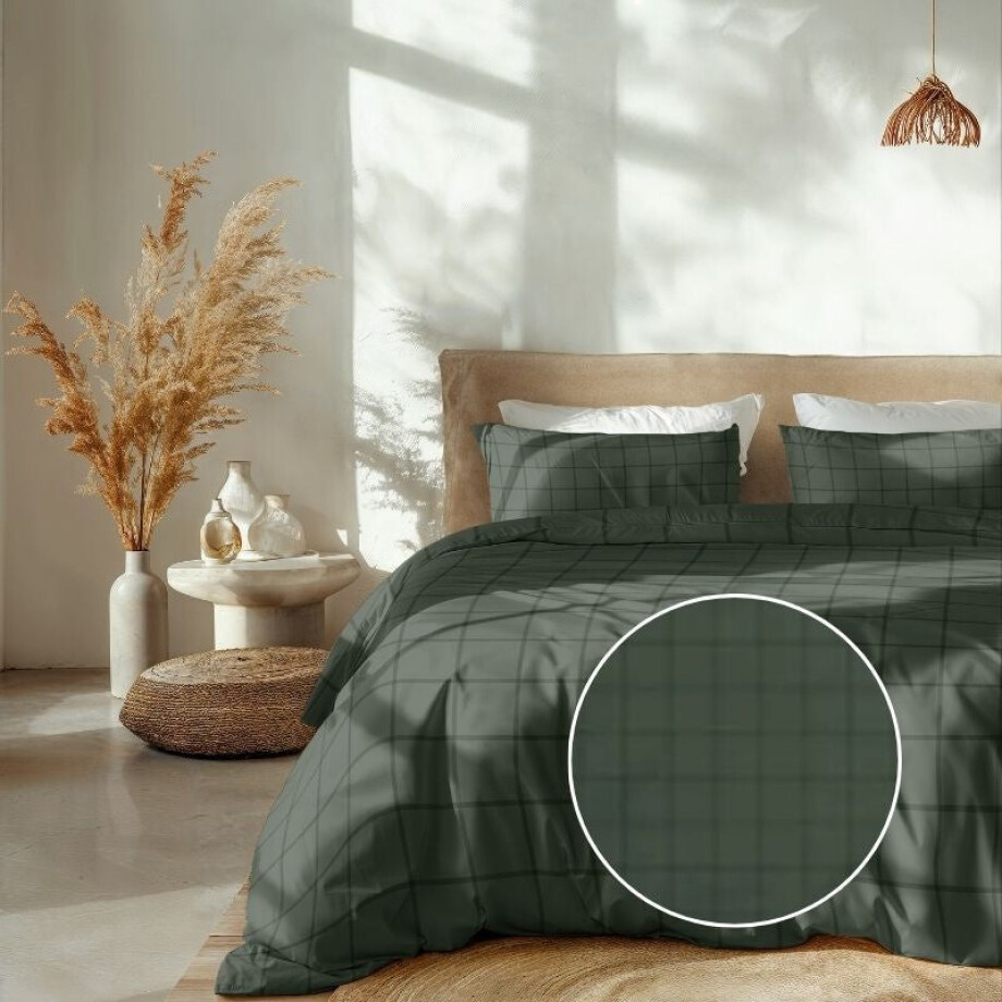 Dekbedovertrek Katoen-Satijn - Diamante Calla Green - Lits-Jumeaux XL (260x200 Cm) - Groen Katoen-satijn - Ruiten - Heckett Lane - Dekbed-Discounter.nl Dekbedovertrek Katoen-Satijn - Diamante Calla Green - Lits-Jumeaux XL (260x200 Cm) - Groen Katoen-satijn - Ruiten - Heckett Lane - Dekbed-Discounter.nl afbeelding 1
