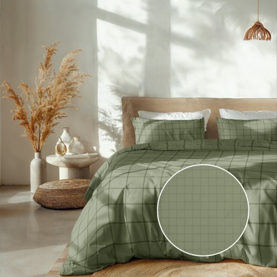 Dekbedovertrek Katoen Satijn Diamante Licht Groen Ruiten 260x200 Cm Verkoelend Heckett Lane - Dekbed-Discounter.nl afbeelding 1