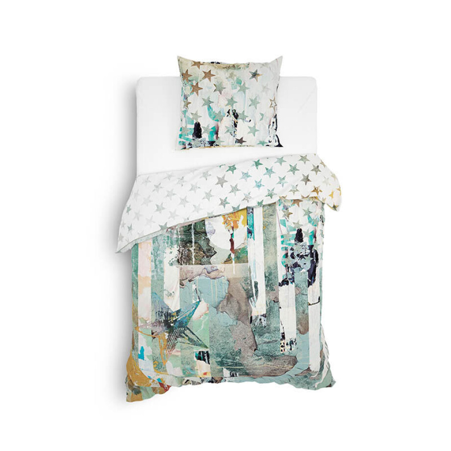 Dekbedovertrek Katoen-Satijn - Double Face - Andy - Eenpersoons (140x200 Cm) - Meerkleurig Katoen-satijn - Sterren & Modern & Patroon - Heckett Lane - Dekbed-Discounter.nl afbeelding 1