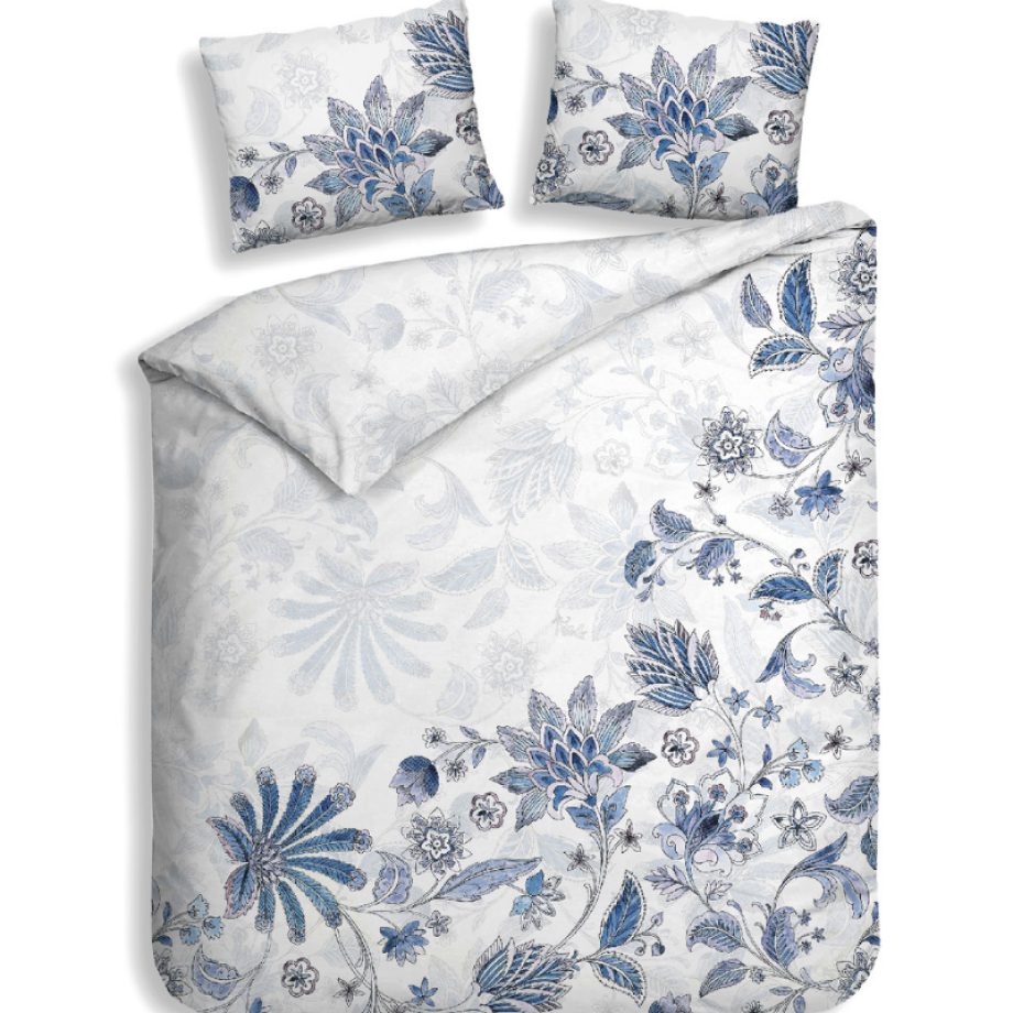 Dekbedovertrek Katoen-Satijn - Double Face - Asia - Lits-Jumeaux (240x220 Cm) - Wit Katoen-satijn - Bloemen - Heckett Lane - Dekbed-Discounter.nl afbeelding 1