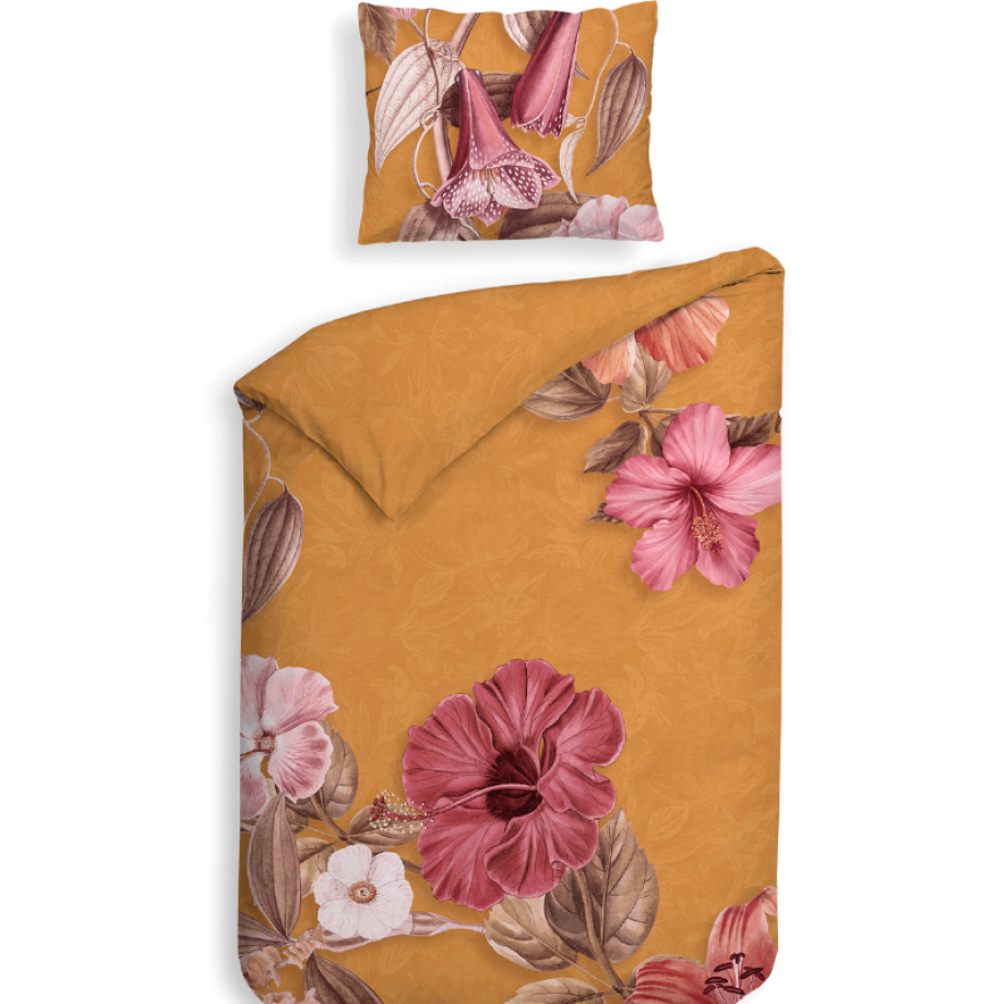 Dekbedovertrek Katoen-Satijn - Double Face - Malu - Eenpersoons (140x200 Cm) - Grijs Katoen-satijn - Bloemen - Heckett Lane - Dekbed-Discounter.nl afbeelding 1