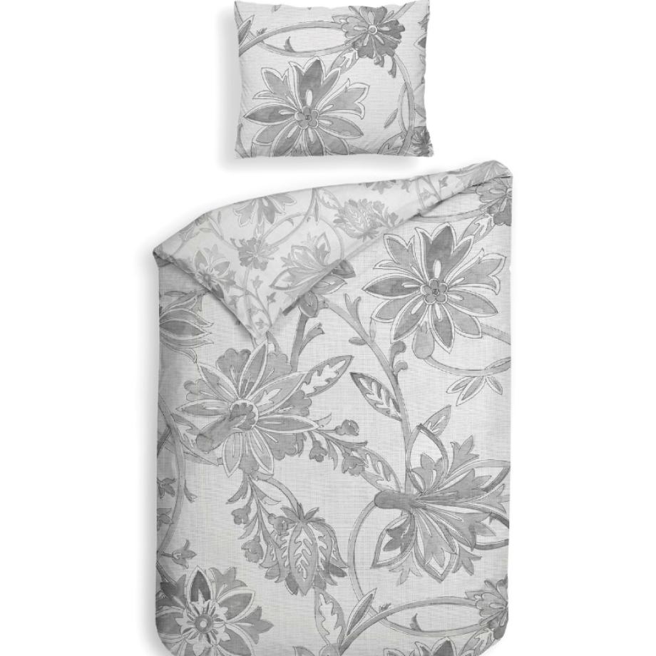 Dekbedovertrek Katoen-Satijn - Double Face - Neva - Eenpersoons (140x200 Cm) - Grijs Katoen-satijn - Bloemen - Heckett Lane - Dekbed-Discounter.nl Dekbedovertrek Katoen-Satijn - Double Face - Neva - Eenpersoons (140x200 Cm) - Grijs Katoen-satijn - Bloemen - Heckett Lane - Dekbed-Discounter.nl afbeelding 1