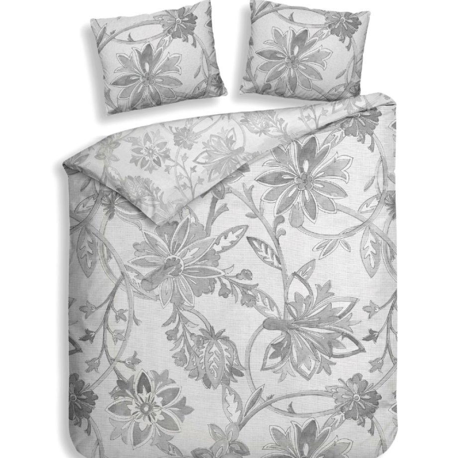 Dekbedovertrek Katoen-Satijn - Double Face - Neva - Lits-Jumeaux XL (260x200 Cm) - Grijs Katoen-satijn - Bloemen - Heckett Lane - Dekbed-Discounter.nl Dekbedovertrek Katoen-Satijn - Double Face - Neva - Lits-Jumeaux XL (260x200 Cm) - Grijs Katoen-satijn - Bloemen - Heckett Lane - Dekbed-Discounter.nl afbeelding 1