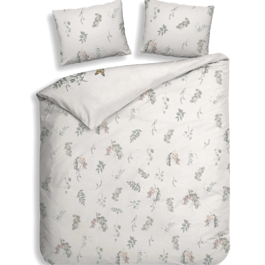 Dekbedovertrek Katoen-Satijn - Double Face - Nina - Tweepersoons (200x200 Cm) - Wit Katoen-satijn - Bloemen - Heckett Lane - Dekbed-Discounter.nl afbeelding 1