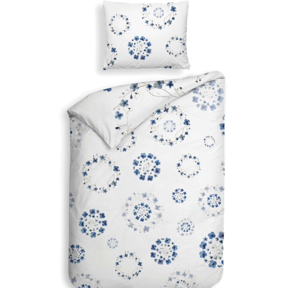 Dekbedovertrek Katoen-Satijn - Double Face - Zoe - Eenpersoons (140x200 Cm) - Wit Katoen-satijn - Bloemen - Heckett Lane - Dekbed-Discounter.nl afbeelding 1