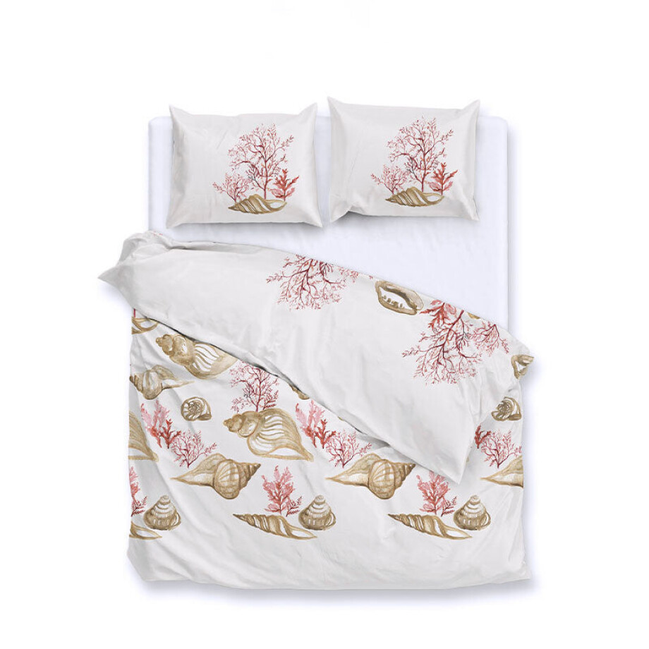 Dekbedovertrek Katoen-Satijn - Guscio - Eenpersoons (140x200 Cm) - Meerkleurig & Beige Katoen-satijn - - Zo!Home - Dekbed-Discounter.nl afbeelding 1