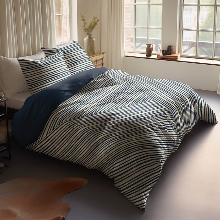 Dekbedovertrek Katoen-Satijn - Nautic Lines - Tweepersoons (200x200 Cm) - Blauw & Meerkleurig Katoen-satijn Katoen - Strepen & Abstract - McGregor - Dekbed-Discounter.nl afbeelding 1