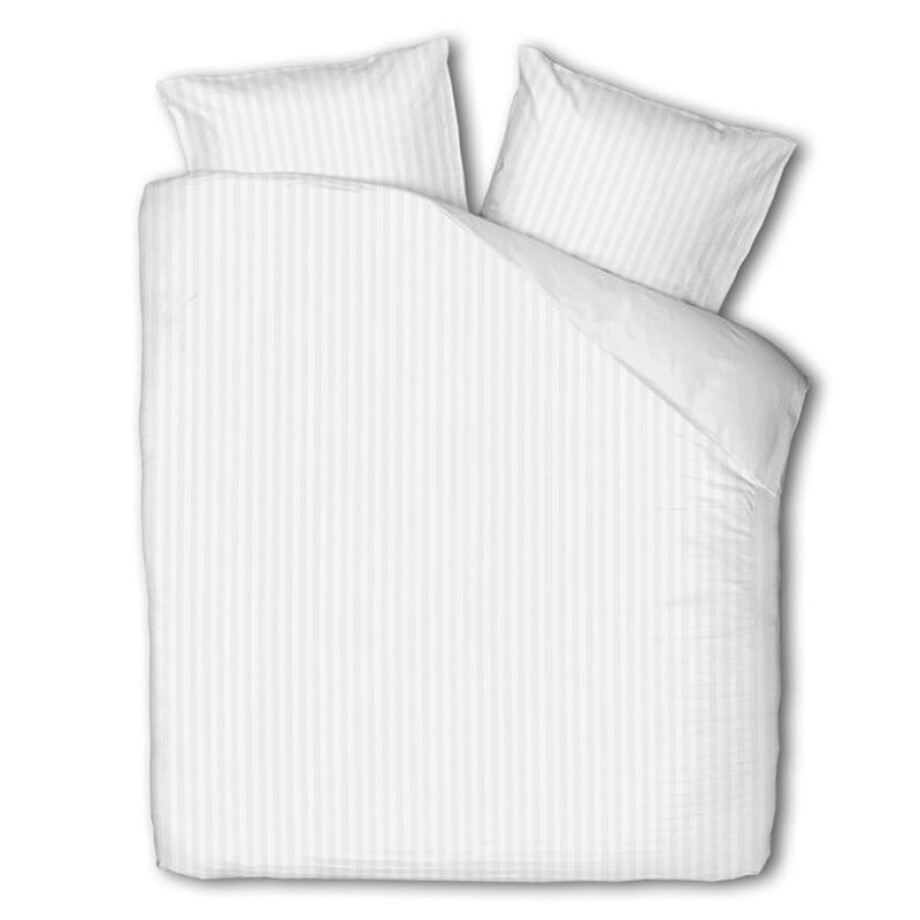 Dekbedovertrek Katoen-Satijn - Satijnstreep - Wit - Lits-Jumeaux XL (260x200 Cm) - Wit Katoen Katoen-satijn - Strepen - Presence - Dekbed-Discounter.nl afbeelding 1