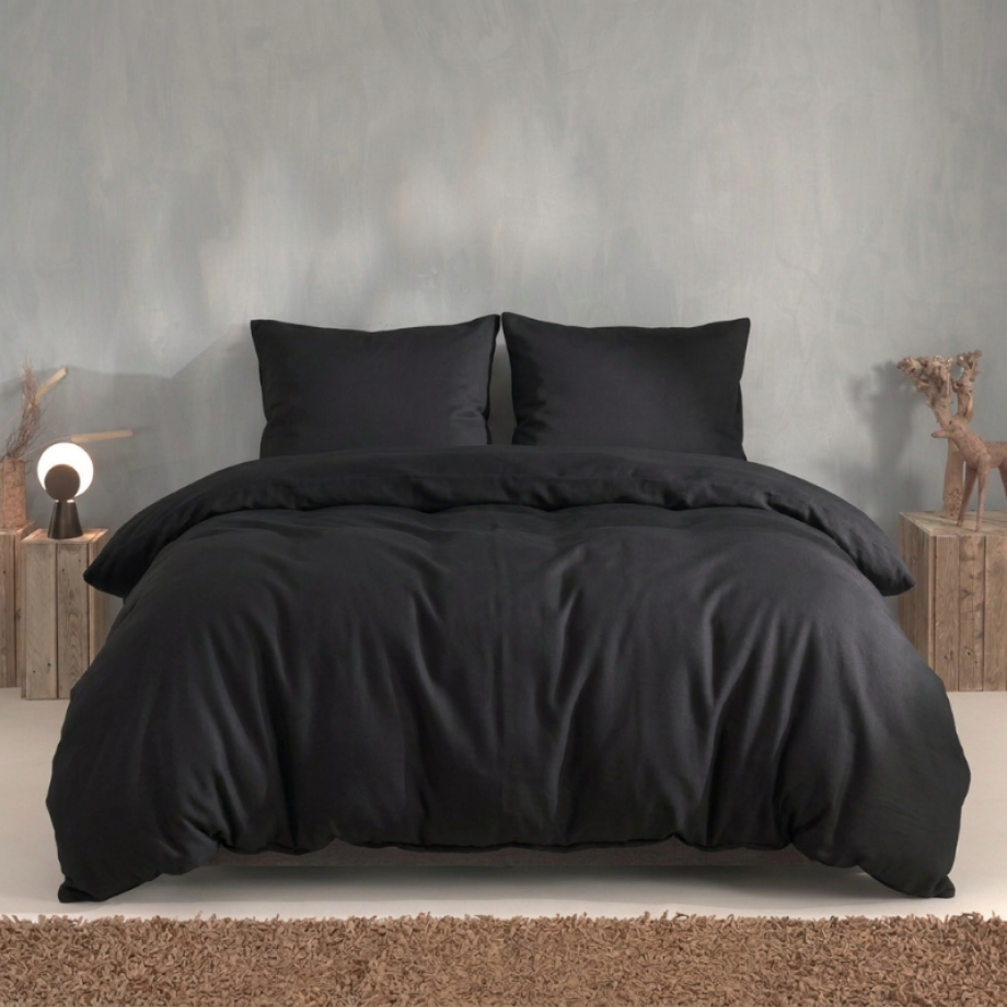 Dekbedovertrek Katoen-Satijn - Satinado - Night Black - Tweepersoons (200x200 Cm) - Zwart Katoen-satijn - Effen - Zo!Home - Dekbed-Discounter.nl afbeelding 
