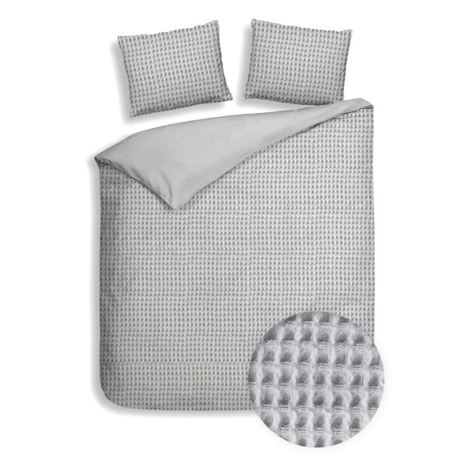 Dekbedovertrek Katoen Vafala Effen 200x200 Cm Lichtgrijs Heckett Lane - Dekbed-Discounter.nl afbeelding 1