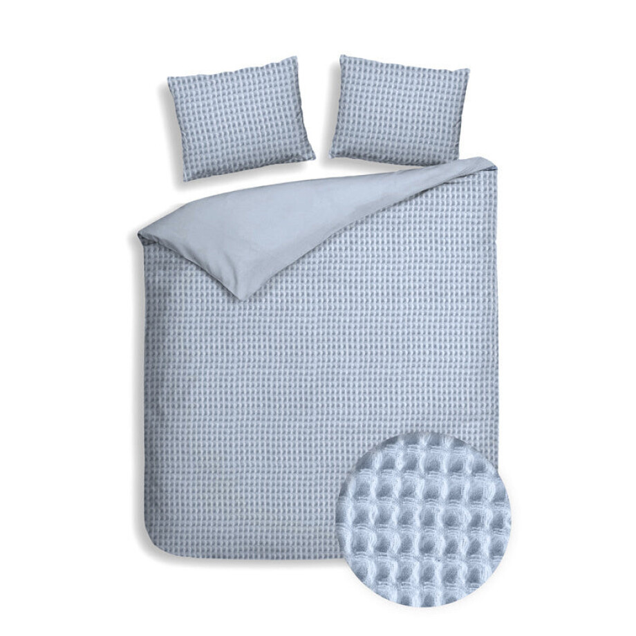 Dekbedovertrek Katoen Vafala Effen 260x200 Cm Blauw Heckett Lane - Dekbed-Discounter.nl afbeelding 1