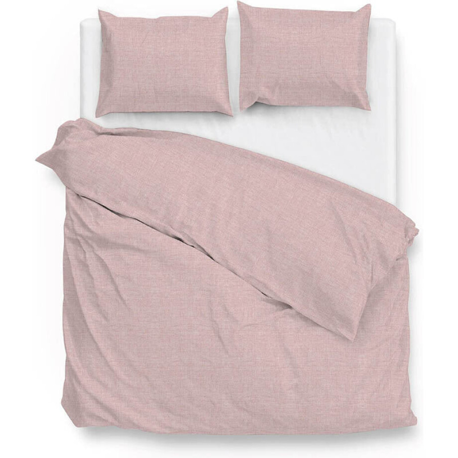 Dekbedovertrek Lino Katoen - Shell Nude - Lits-Jumeaux XL (260x200 Cm) - Roze Katoen - Ruiten - Zo!Home - Dekbed-Discounter.nl afbeelding 