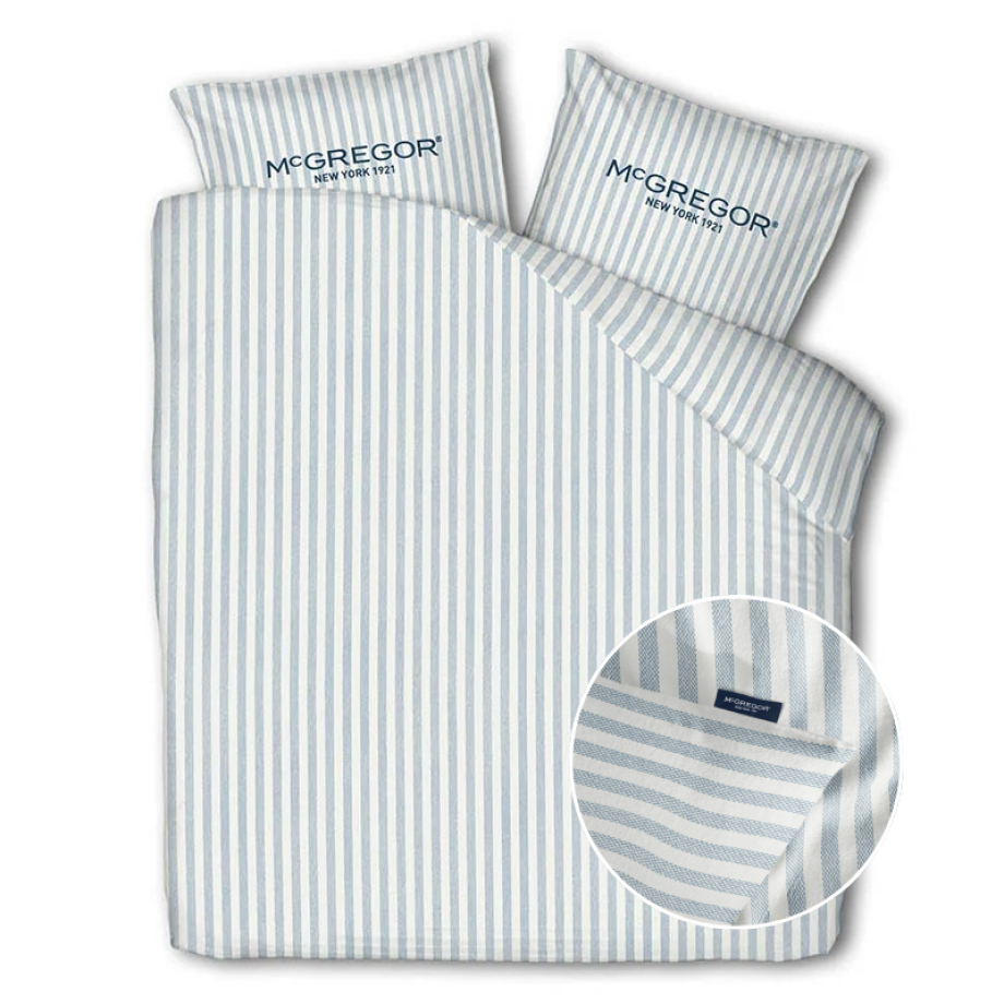 Dekbedovertrek McGregor - Katoen - Blauw - Lits-Jumeaux (240x240 Cm) - Wit & Blauw Katoen - Strepen & Hotel Luxe - McGregor - Dekbed-Discounter.nl afbeelding 1