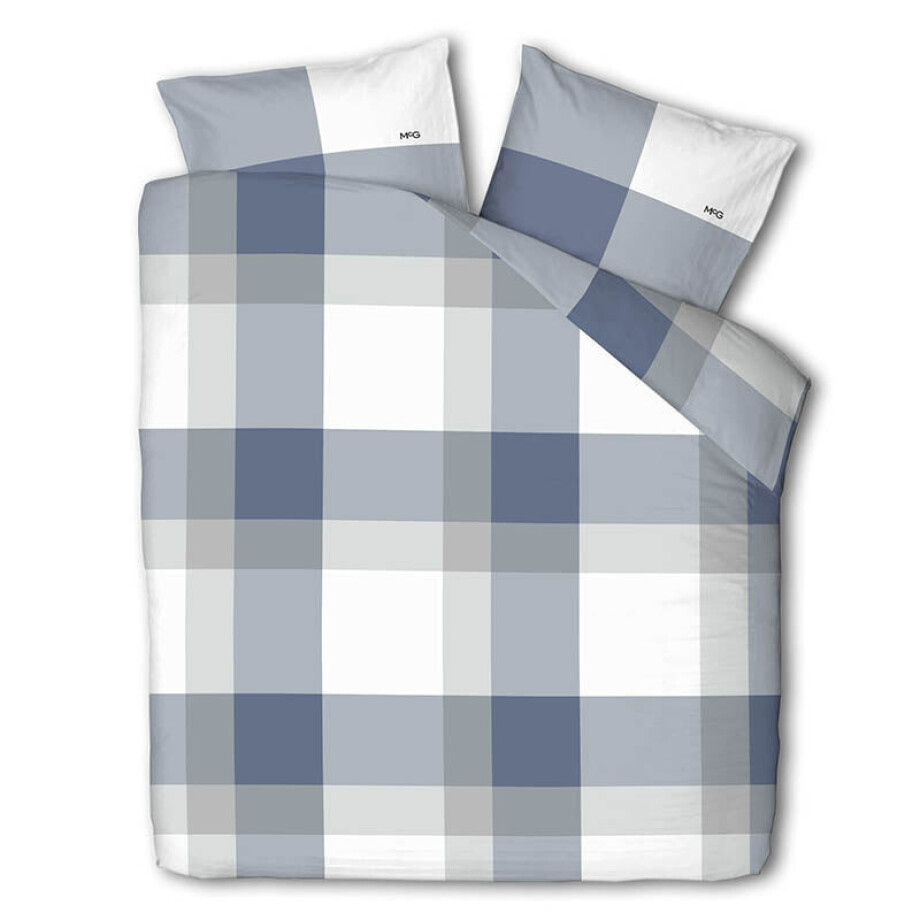 Dekbedovertrek McGregor - Katoen-Flanel - Blue Check - Eenpersoons (140x200 Cm) - Wit & Blauw Flanel Katoen - Strepen - McGregor - Dekbed-Discounter.nl afbeelding 1