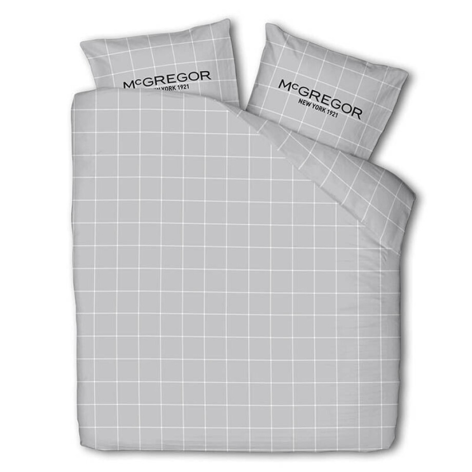 Dekbedovertrek McGregor - Katoen-Flanel - Gray Grid. - Eenpersoons (140x200 Cm) - Grijs Katoen Flanel - Strepen - McGregor - Dekbed-Discounter.nl afbeelding 1