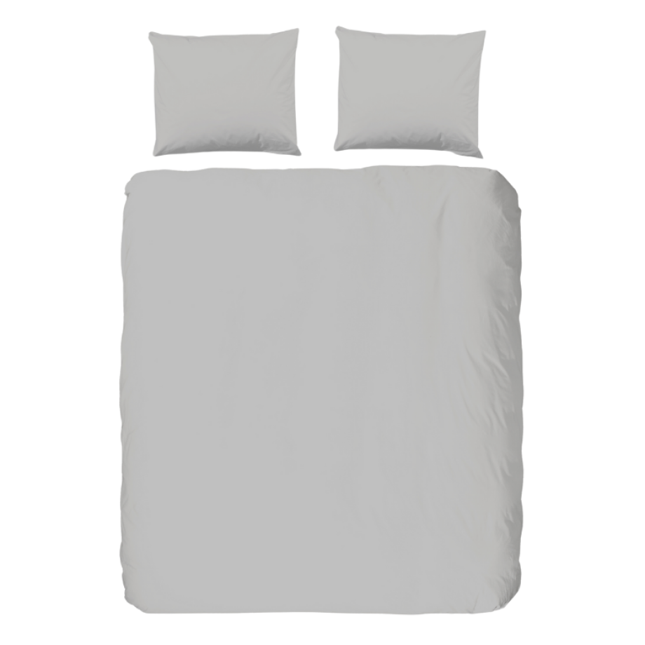 Dekbedovertrek Percale-Katoen - Grijs - Eenpersoons (140x200 Cm) - Grijs Katoen Percale Katoen - Effen - Good Morning - Dekbed-Discounter.nl afbeelding 1