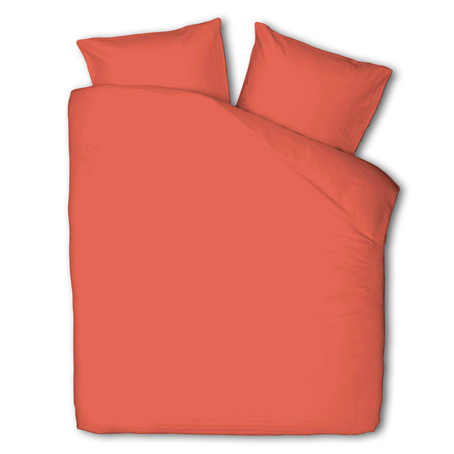 Dekbedovertrek Percale-Katoen - Uni - Koraal - Lits-Jumeaux (240x220 Cm) - Rood Percale Katoen Katoen - Effen - Presence - Dekbed-Discounter.nl afbeelding 1