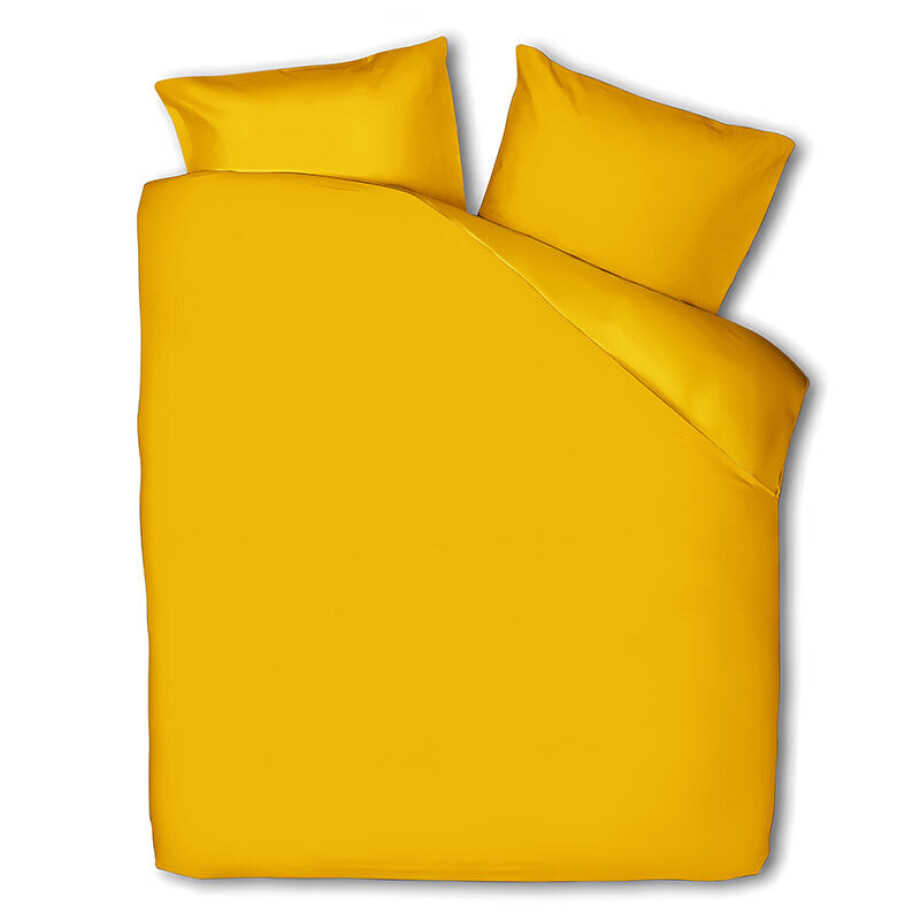 Dekbedovertrek Percale-Katoen - Uni - Okergeel - Tweepersoons (200x200 Cm) - Okergeel Percale Katoen Katoen - Effen - Presence - Dekbed-Discounter.nl afbeelding 1