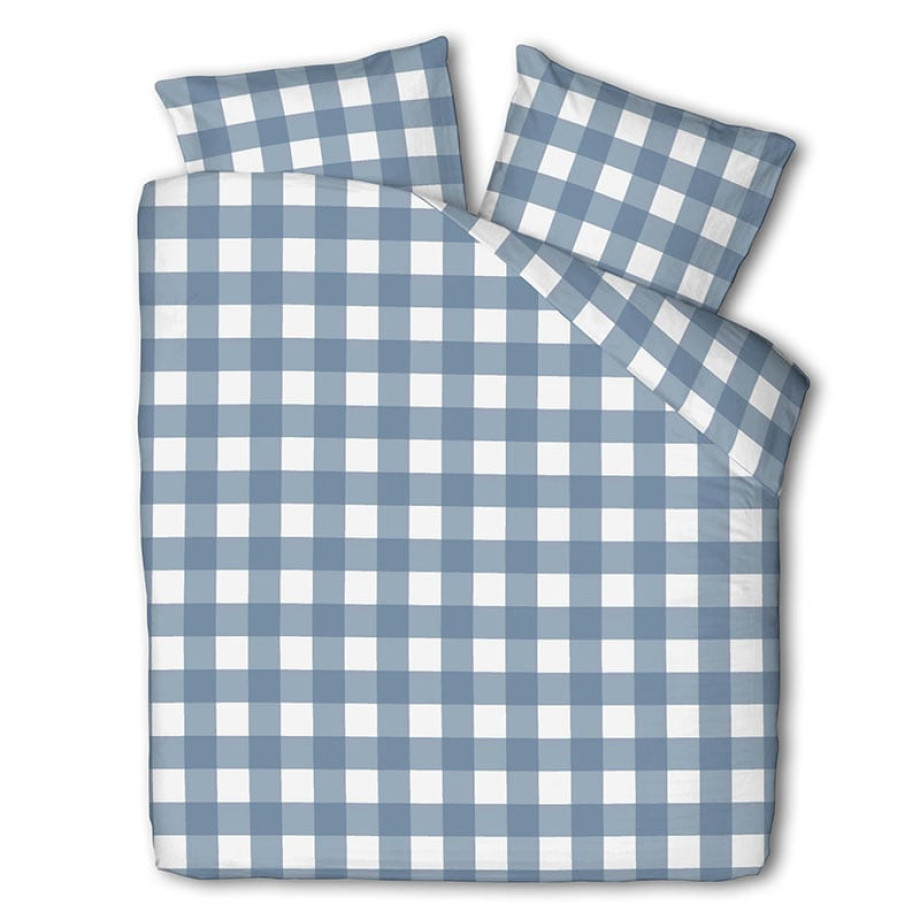 Dekbedovertrek Picnic Squares - Lits-Jumeaux (240x220 cm) - Blauw Polyester-katoen - Dessin: Ruiten - Luna Bedding - Dekbed-Discounter.nl afbeelding 1