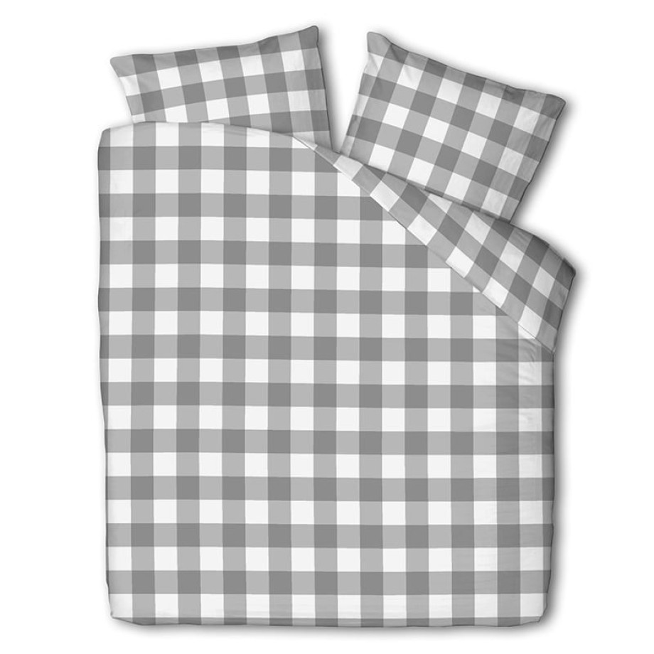 Dekbedovertrek Picnic Squares - Tweepersoons (200x220 cm) - Grijs Polyester-katoen - Dessin: Ruiten - Luna Bedding - Dekbed-Discounter.nl afbeelding 1