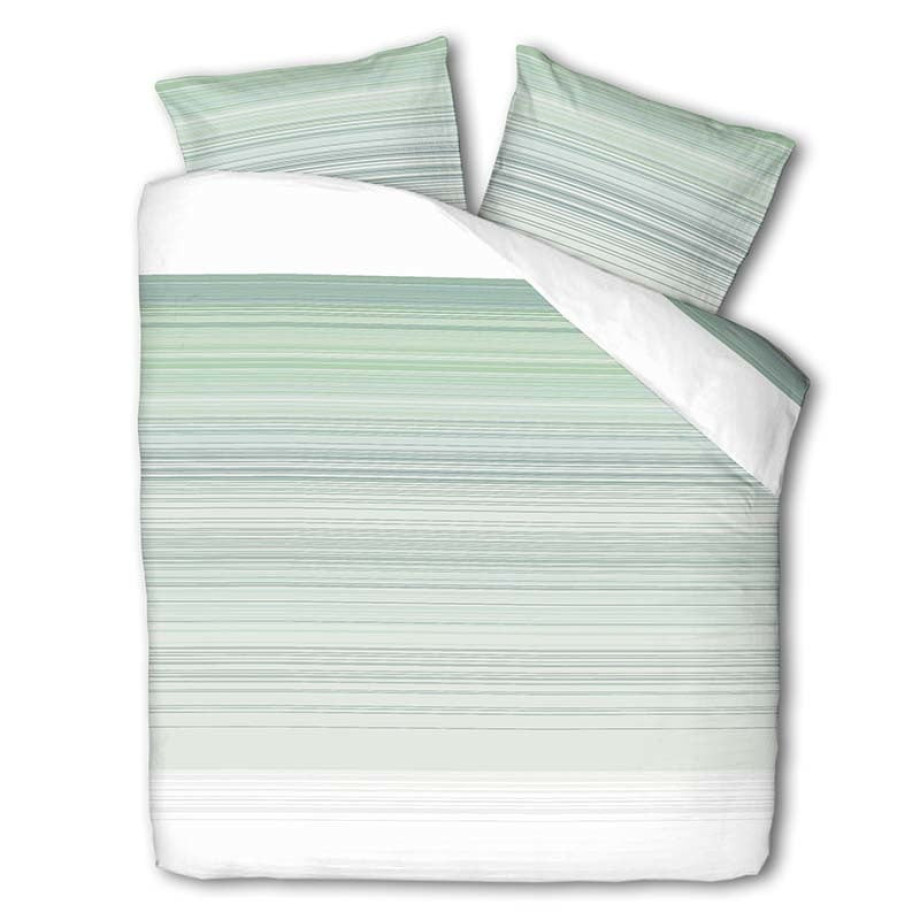 Dekbedovertrek Pastel Green Stripes Dekbedovertrek - Tweepersoons (200x220 cm) - Groen Katoen - Dessin: Strepen - Luna Bedding - Dekbed-Discounter.nl afbeelding 1