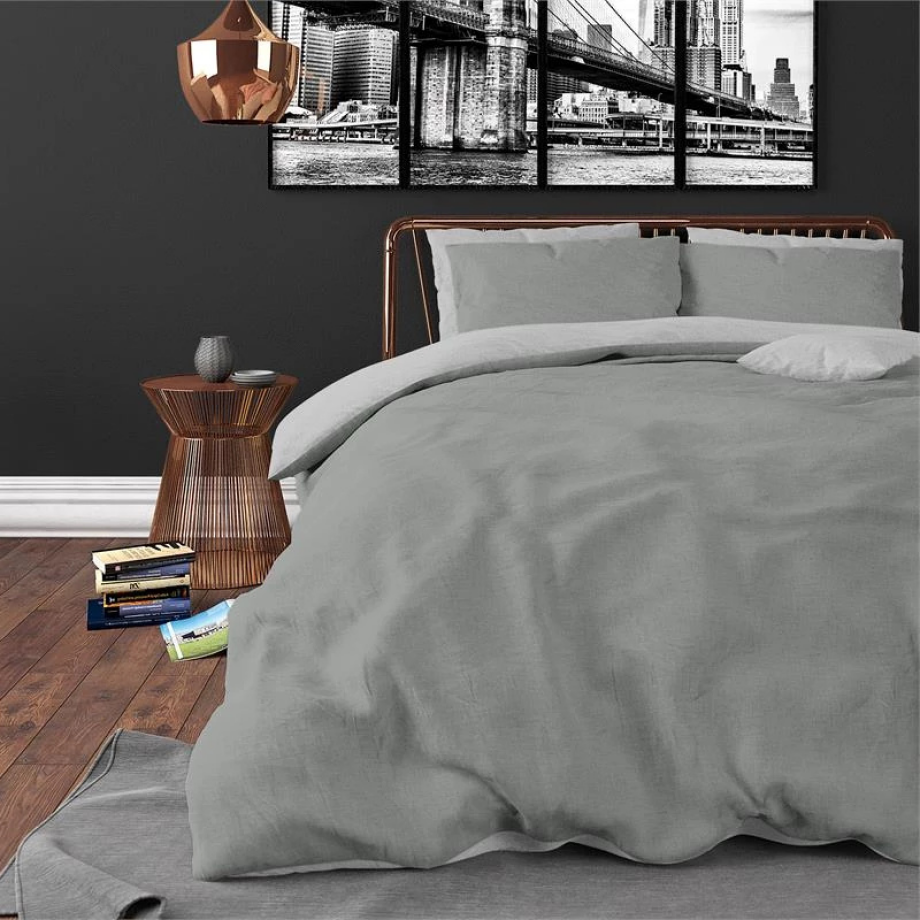 Dekbedovertrek Twin Face - Grijs Antraciet - Eenpersoons (140x200 Cm) - Grijs & Antraciet Microvezel - Double Face - Zensation - Dekbed-Discounter.nl afbeelding 