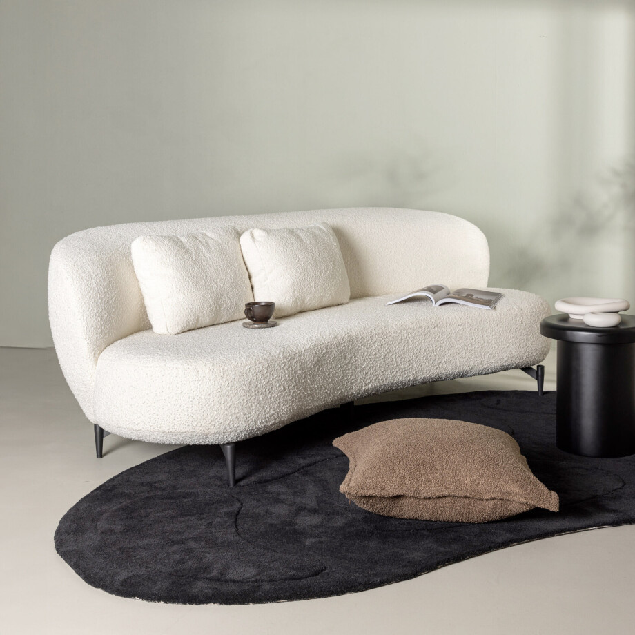 Nohr Organische 3-zits Bank 'Delinda' Bouclé, 224cm, kleur Wit Nohr Organische 3-zits Bank 'Delinda' Bouclé, 224cm, kleur Wit afbeelding 1