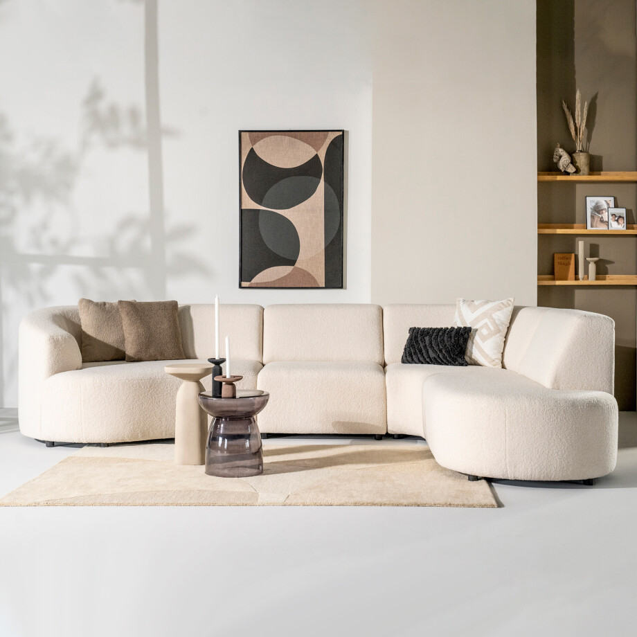 SEVN Hoekbank 'Denise' Rechts, Teddy, kleur Ivoor SEVN Hoekbank 'Denise' Rechts, Teddy, kleur Ivoor afbeelding 1