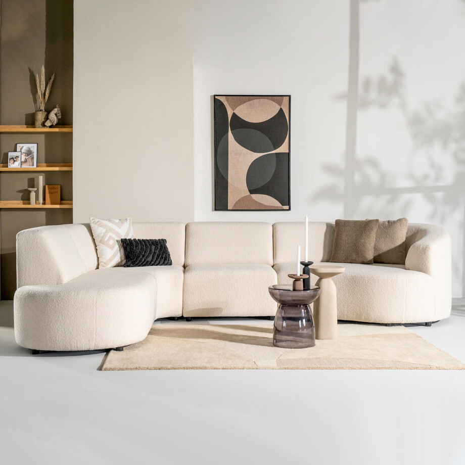 SEVN Hoekbank 'Denise' Links, Teddy, kleur Ivoor SEVN Hoekbank 'Denise' Links, Teddy, kleur Ivoor afbeelding 1