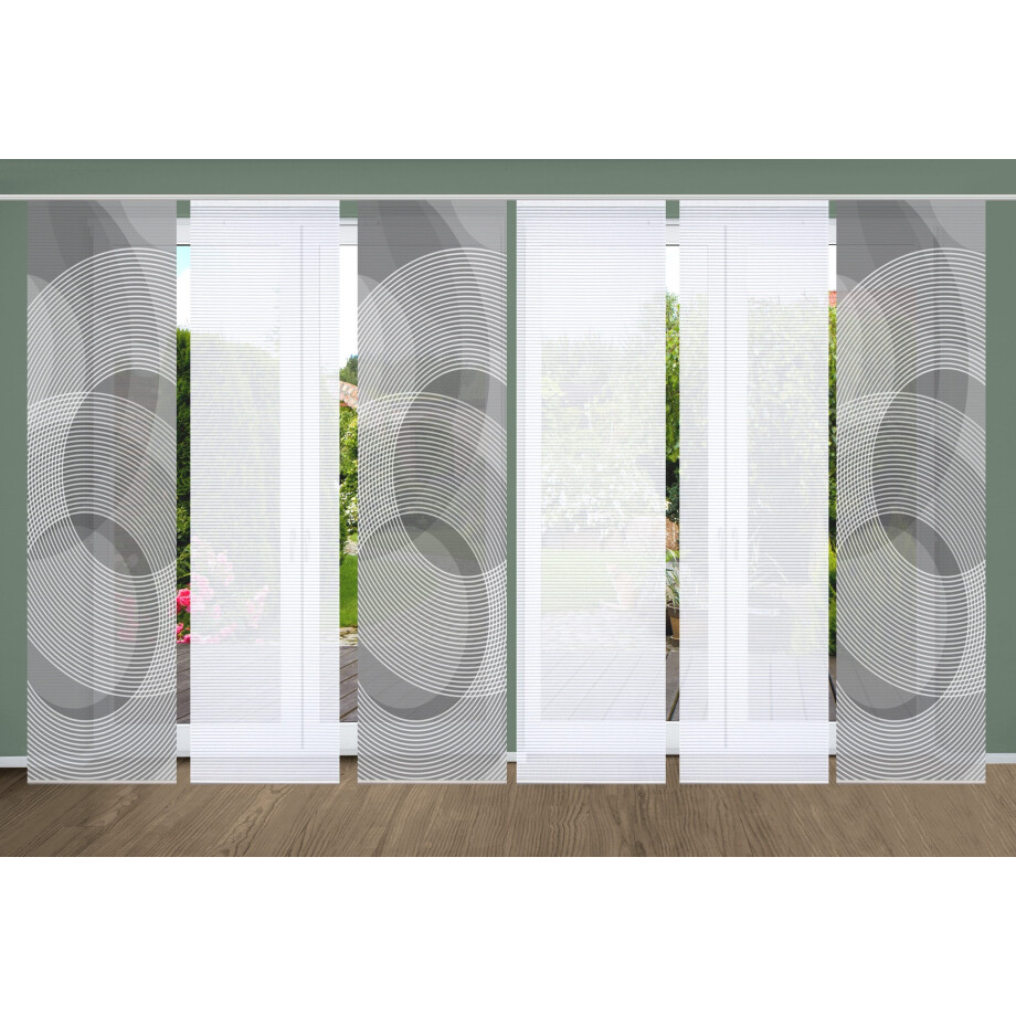 HOME in green Paneelgordijn AFONSO SET DIGITALE PRINT, BAMBOELOOK GERECYCLED (6 stuks) afbeelding 1