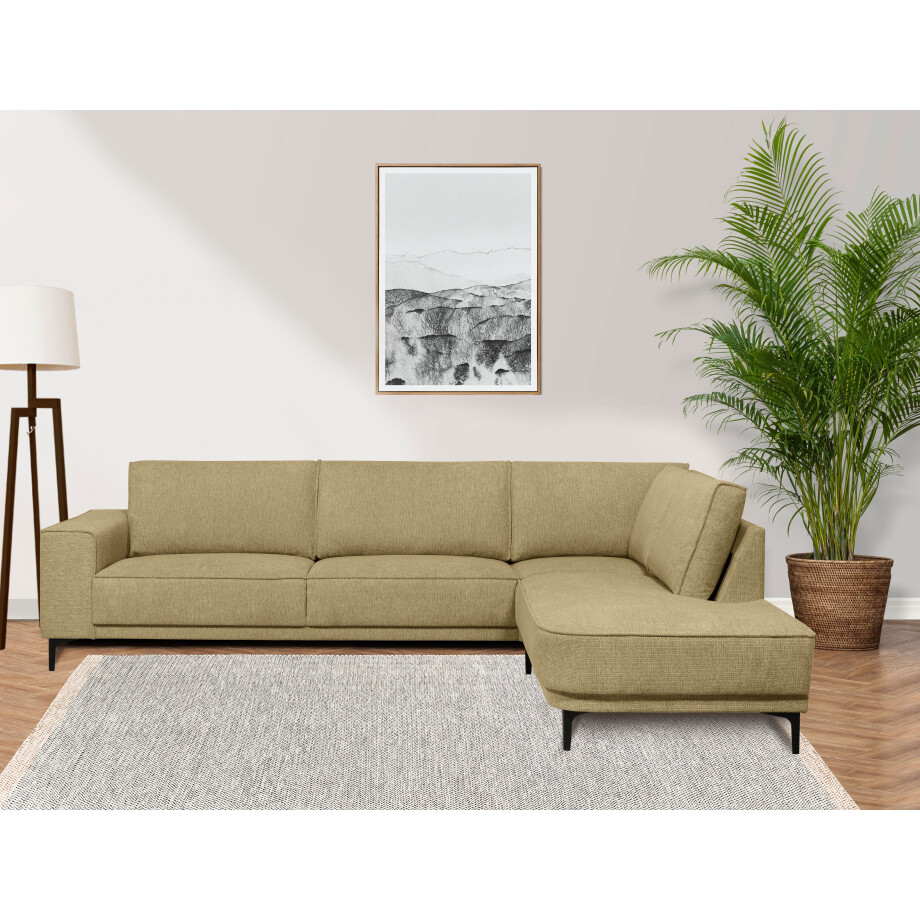 Places of Style Hoekbank CASINA met ronde ottoman poef/voetenbank, in een zachte chenille stof afbeelding 1