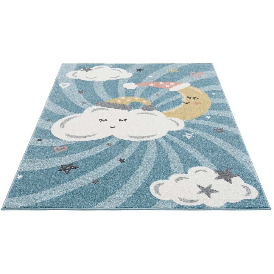 Carpet City Kindervloerkleed Anime9380 Vloerkleed maan, wolken, sterren, zachte pool afbeelding 1