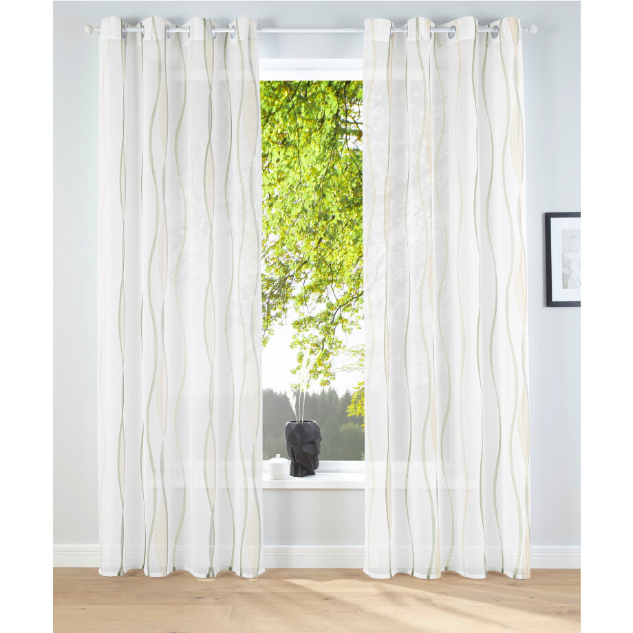my home Gordijn Dimona set van 2, transparant, voile, polyester, golven (2 stuks) afbeelding 1