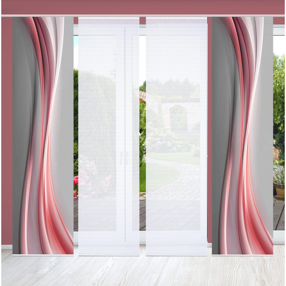 HOME in green Paneelgordijn ELANIA SET DIGITALE PRINT, BAMBOELOOK GERECYCLED (4 stuks) afbeelding 1