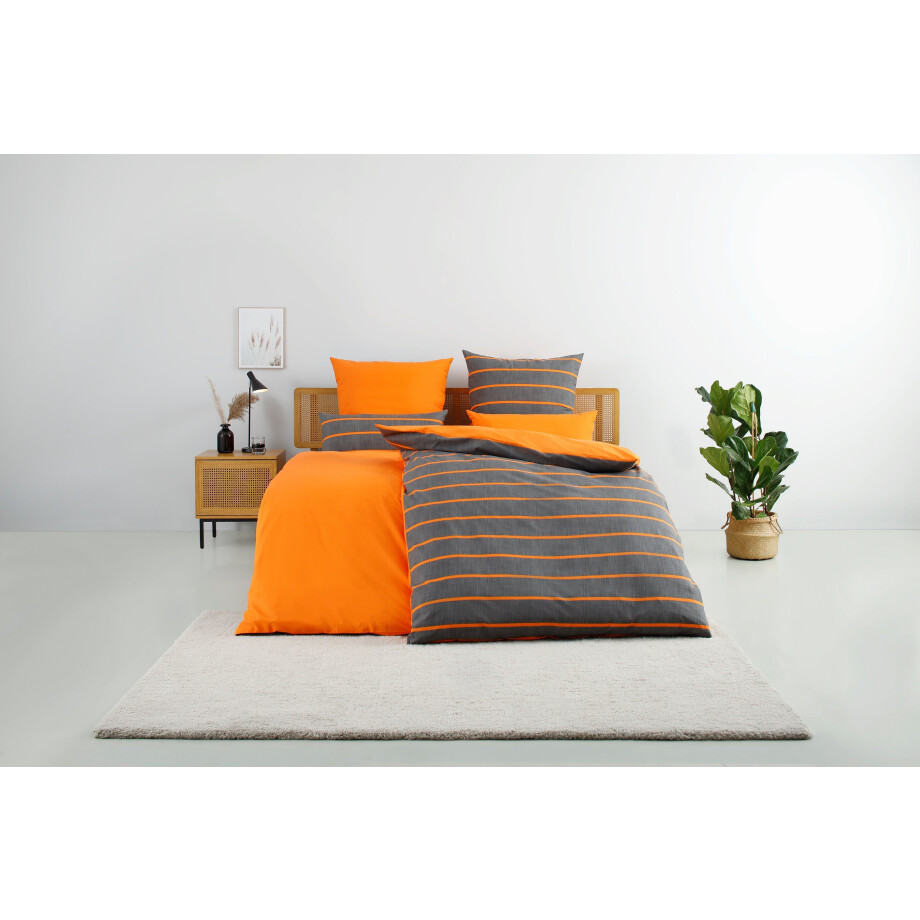 my home Omkeerbaar beddengoed Katja Dekbedovertrek van katoen, dekbedovertrek met streepdesign, reversible-look (2-delig) afbeelding 1