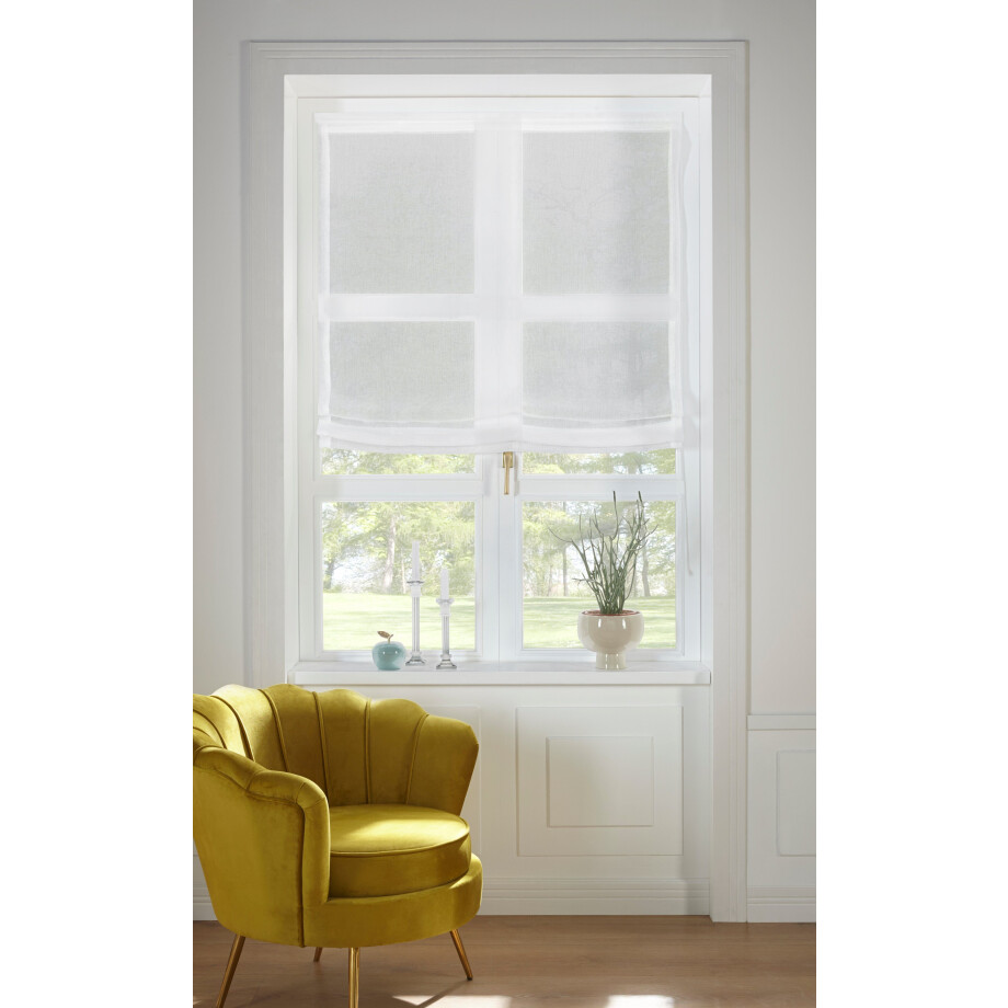 Guido Maria Kretschmer Home&Living Romeins rolgordijn Tender transparant, linnen look met structuur, monochroom (1 stuk) afbeelding 1