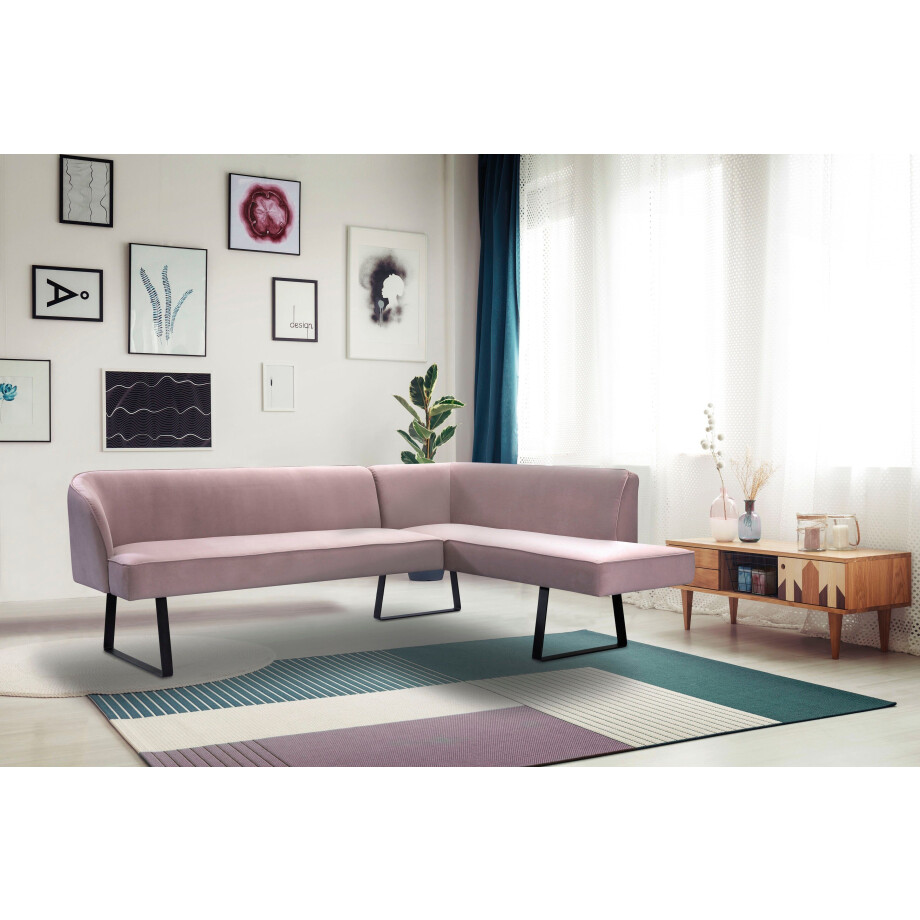 exxpo - sofa fashion Hoekbank Americano met opstaande naad en metalen poten, bekleding in verschillende kwaliteiten afbeelding 1