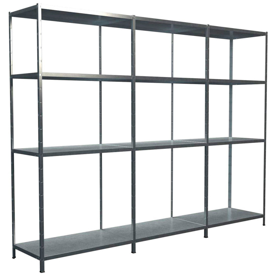 SCHULTE Regalwelt Stellingkast Montagesysteem basis- en 2x aanbouwkasten Metaal verzinkt, 1800x3000x350 mm, 12 planken afbeelding 1